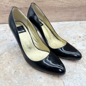 Dolce Vita Black Leather Pumps Heels Pointed Toe Stiletto Womens Size 8 Italy